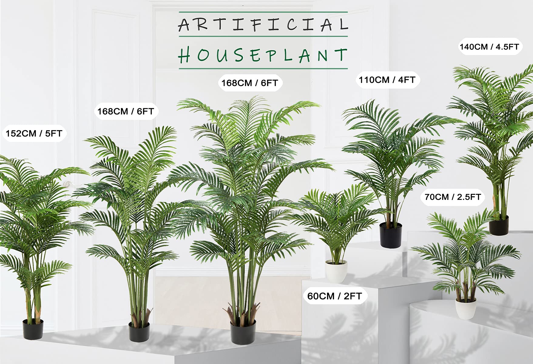 7FT Artificial Areca Palm Tree with 21 Trunks - Real Touch Faux Tropical Plant in Pot for Indoor & Outdoor Decor - Perfect for Home, Office, Living Room, Patio, and Garden Landscaping