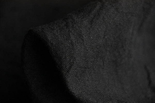 Black Crush Crinkle Linen Fabric - Soft Textured Linen Material for DIY Crafts, Home Decor & Fashion Projects | Perfect for Curtains, Table Runners & Clothing