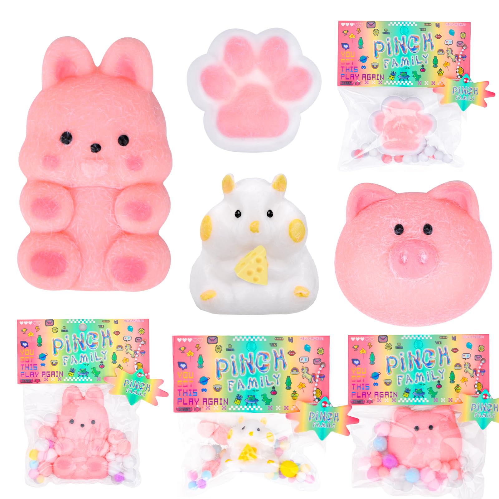 Pipihome Mochi Squishy Kawaii Hamster Stress Relief Toy - Soft Squeeze Cute Hamster Plush for Kids & Adults - Perfect for Birthday Gifts, Party Favors, and Anxiety Relief at Home, School or Office