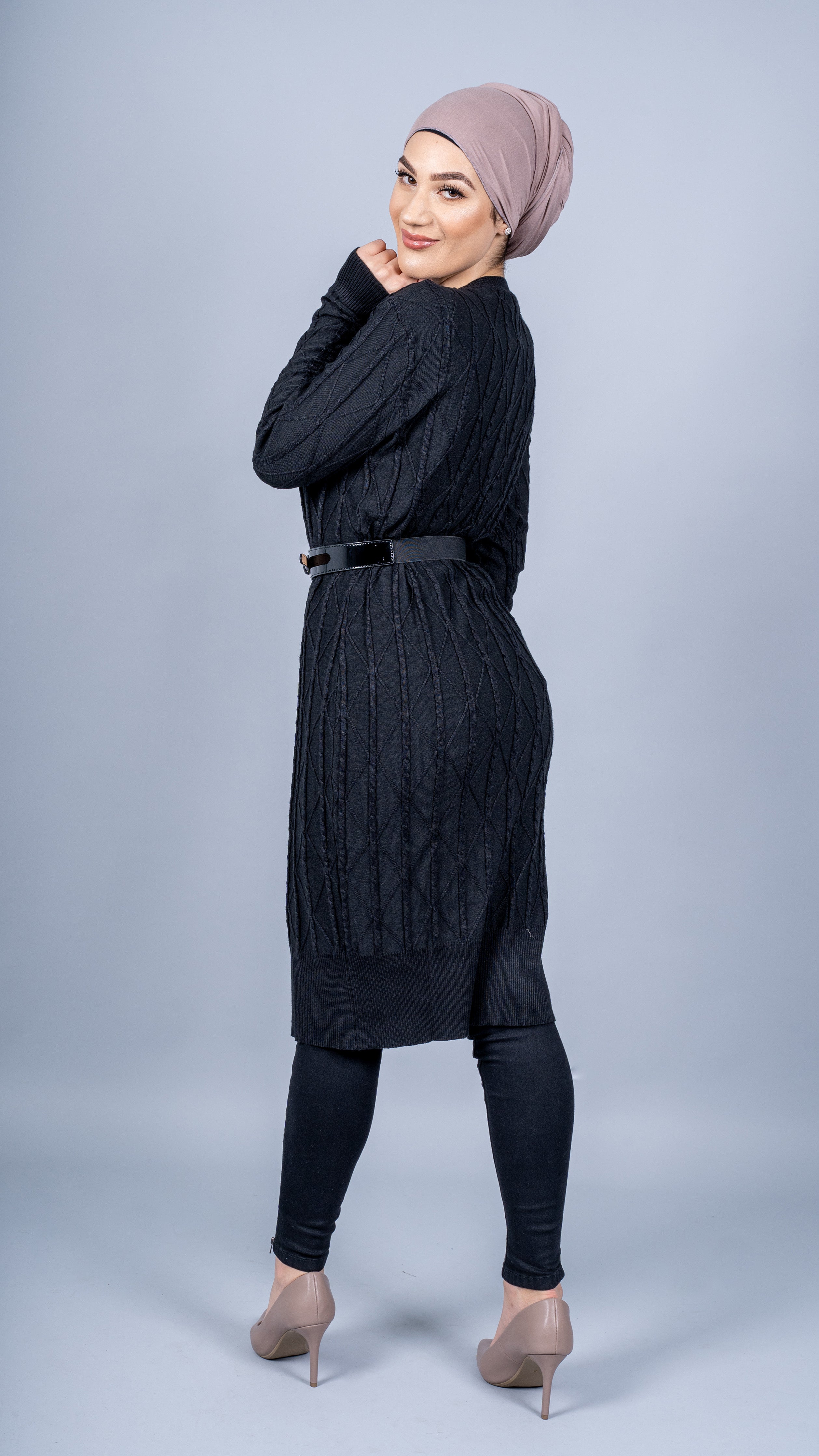 Chic Cable Knit Midi Dress for Women - Soft Winter Sweater Dress with Long Sleeves - Perfect for Holiday Parties, Christmas Gatherings & Casual Office Wear
