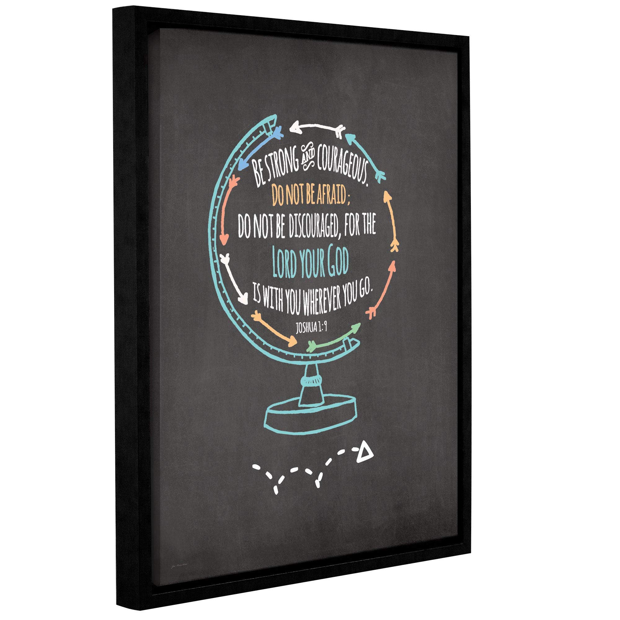 ArtWall Jo Moulton's 'Be Strong' Motivational Canvas Wall Art - 36x48 Inch Gallery Wrapped Floater Framed Painting - Perfect for Home Office, Living Room & Bedroom Decor