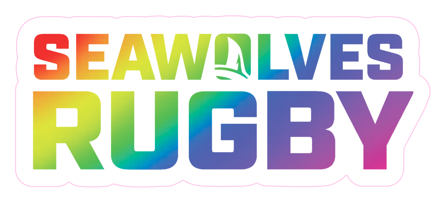 Seawolves Rugby Wordmark Pride Sticker - Waterproof Vinyl Decal for Laptops, Cars & Rugby Gear - Show Team Spirit Anywhere