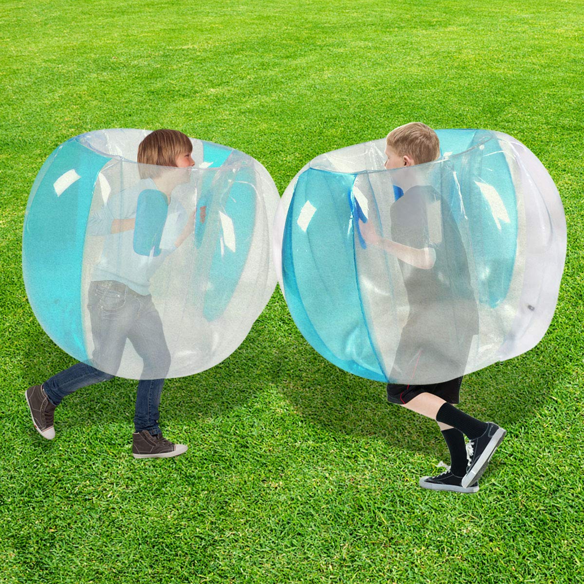 **2-Piece Kids Sumo Balls Set - 36 Inch Bumper Bounce Toys for Outdoor Play, Team Games, and Lawn Activities (Blue+Blue) - Perfect for Backyard Fun, Birthday Parties, and School Events**