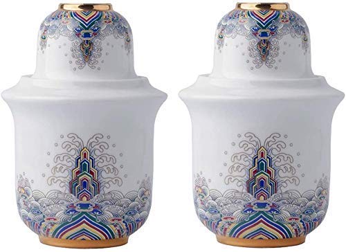 YANJ 6-Piece Japanese Sake Set - Colorful Glazed Ceramic Sake Cups with Warming Pot, Traditional Craft Wine Glasses for Cold/Warm Sake, Shochu & Tea - Perfect Gift for Home Entertaining & Japanese Dining Experience