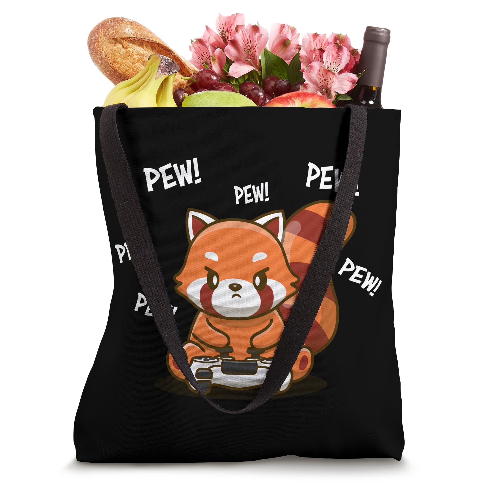 Adorable Kawaii Video Gamer Red Panda Lover Tote Bag - Perfect for Gaming Conventions, Anime Events & Everyday Use