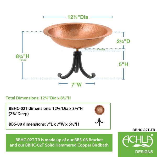Handmade Hammered Solid Copper Birdbath Bowl - Outdoor Garden Decor for Birds - Perfect for Backyard, Patio, and Wildlife Habitat