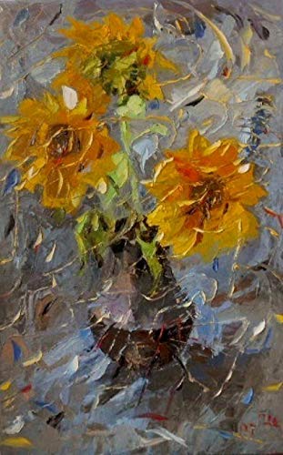 Armenia Sunflowers Oil Painting by Ara Ghevondyan - Handmade Floral Wall Art Decor for Living Room, Bedroom & Office