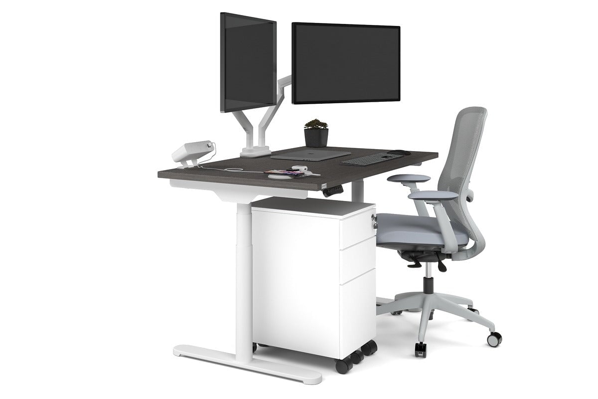Flexi Premium Height Adjustable Single Workstation [1400L x 700W] - Ergonomic Standing Desk for Home Office, Gaming & Study - Electric Sit Stand Desk with Memory Function