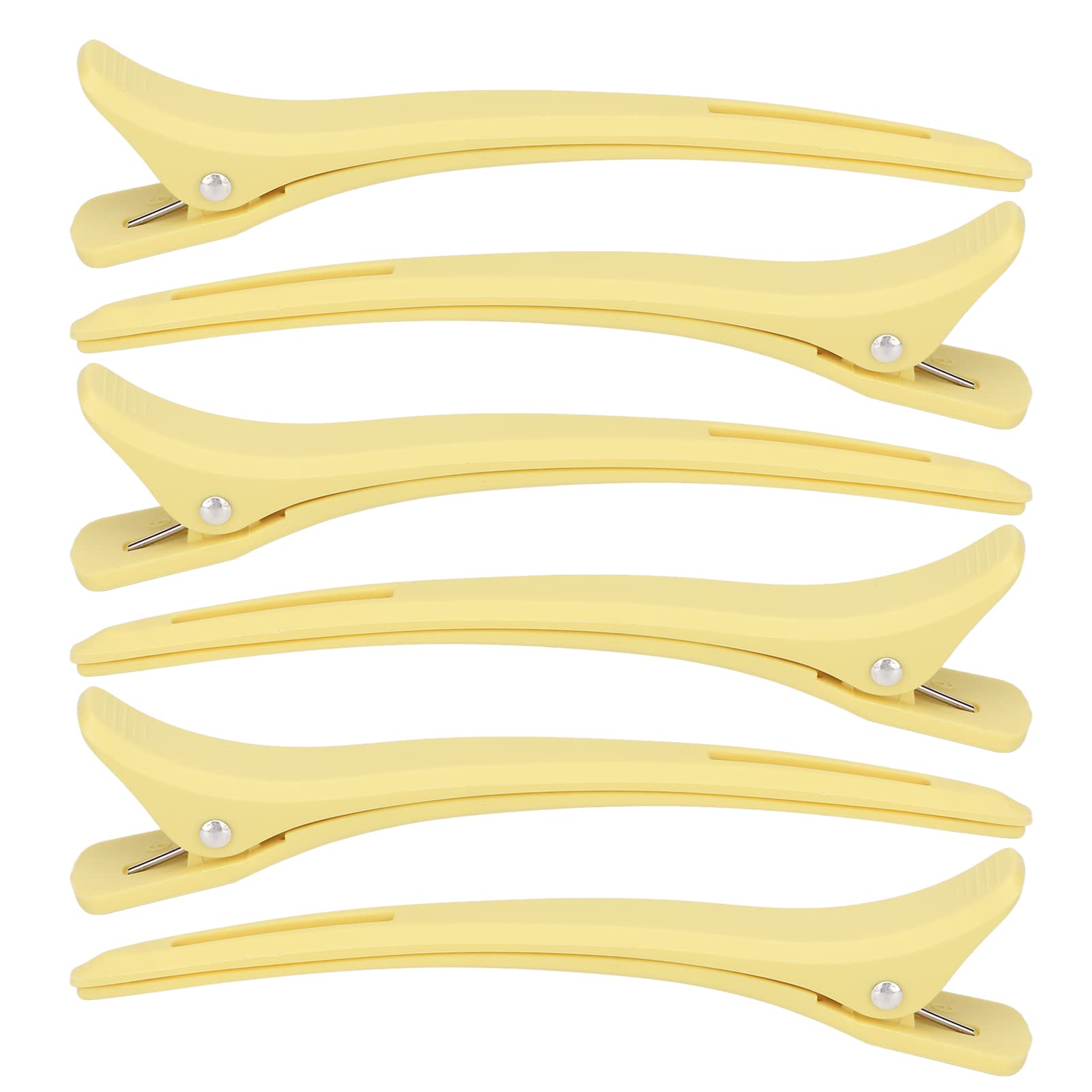 Duck Bill Hair Sectioning Clips - 6Pcs Non-Slip Salon Hair Clamps for Styling & Coloring (Yellow) - Perfect for Hairdressers, Braiding & Highlighting