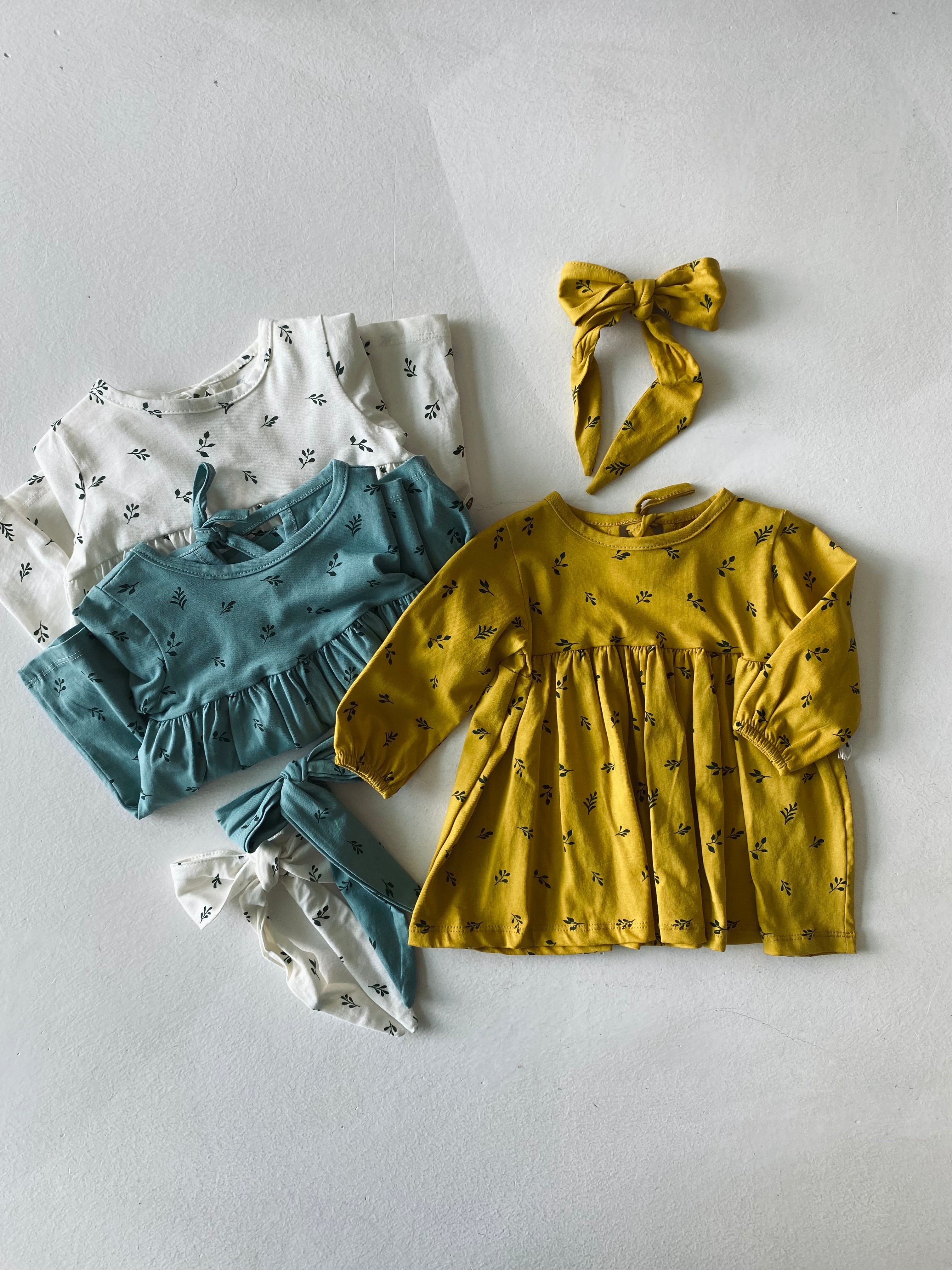 Baby Girl Floral Print Dress and Bonnet Set - Organic Cotton Outfit for Newborns & Infants - Perfect for Photoshoots, Christenings, and Special Occasions