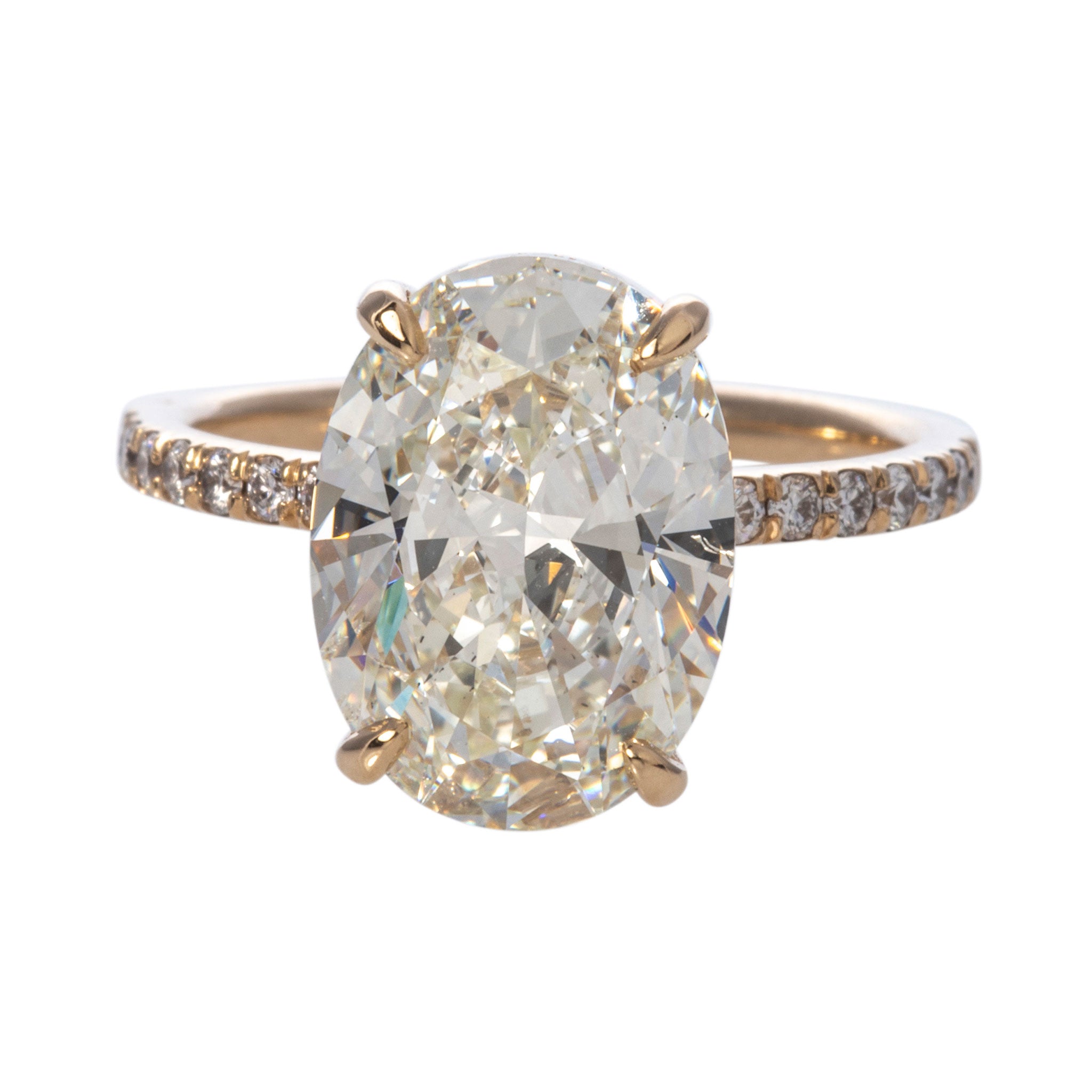 4.75ct Oval Cut Diamond Solitaire Engagement Ring in 14K Yellow Gold with Pavé Band - Perfect for Proposals, Anniversaries & Bridal Jewelry