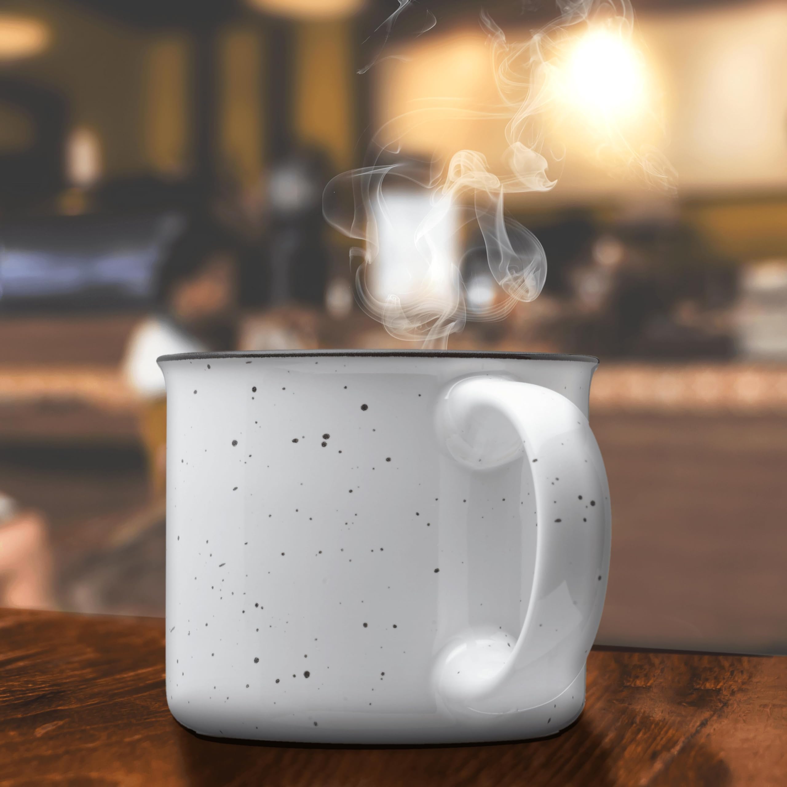 Premium Ceramic Campfire Coffee Mugs 13 oz (Set of 10) - Bulk Pack for Tea, Espresso, Cappuccino & Hot Chocolate - Durable White Porcelain Mugs - Perfect for Camping, Picnics, BBQs & Outdoor Adventures