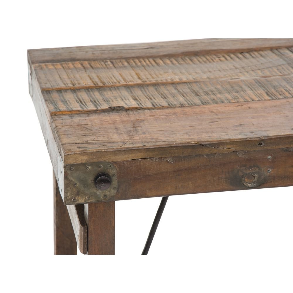 Recycled Wooden Side Table with Folding Legs - KALALOU NGN1122 - Compact & Space-Saving Accent Table for Small Spaces, Bedroom, Living Room, or Balcony