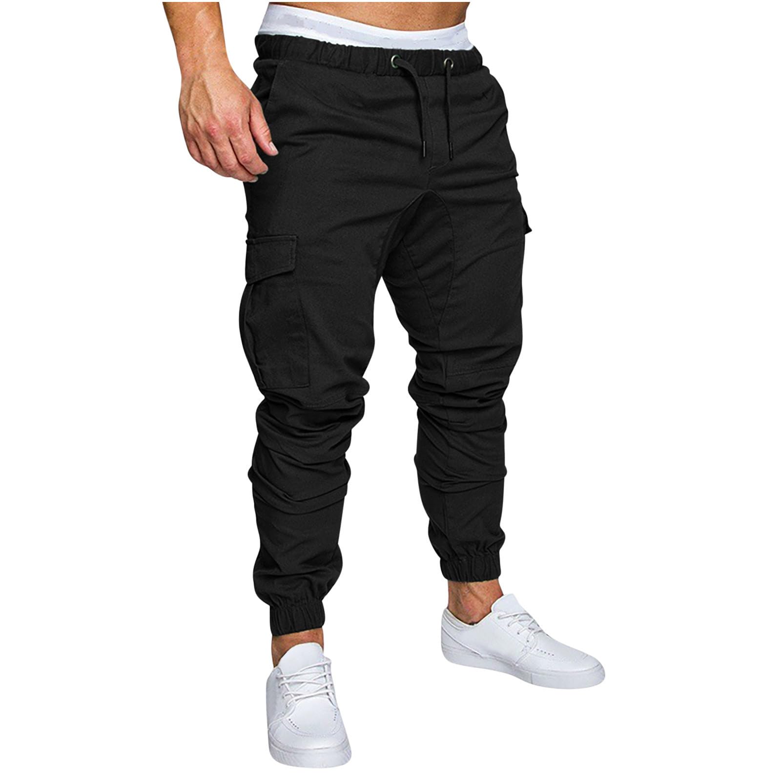 Men's Elastic Waist Sweatpants with Pockets - Trendy Wide Leg Dress Pants for Casual Wear, Lounge & Office | Comfortable Trousers for Everyday Use