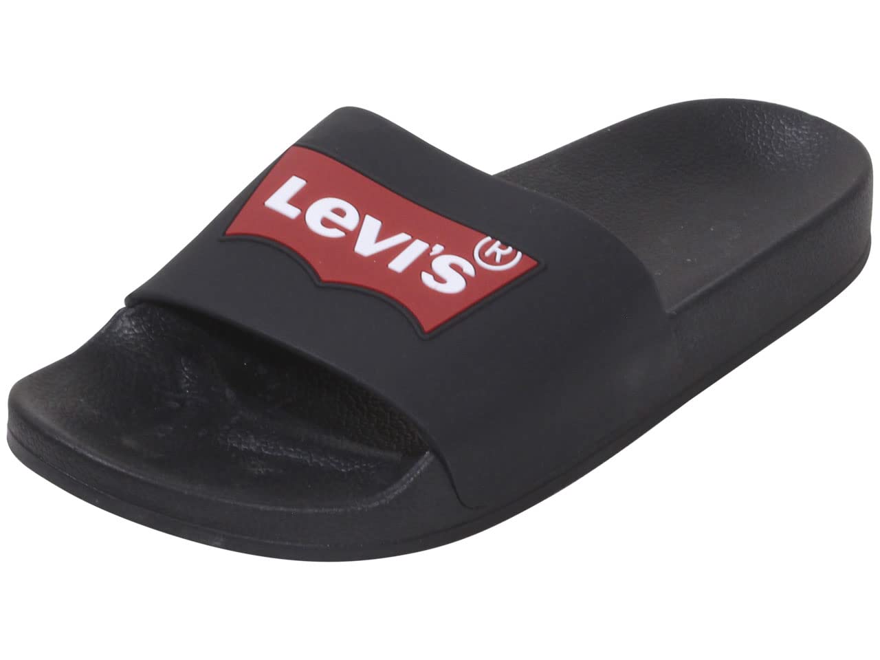 Levi's Women's Batwing Slide Sandals - Slip-On Comfort Shoes with Logo in Black, Size 9 (520245) | Perfect for Beach, Pool & Summer Outfits