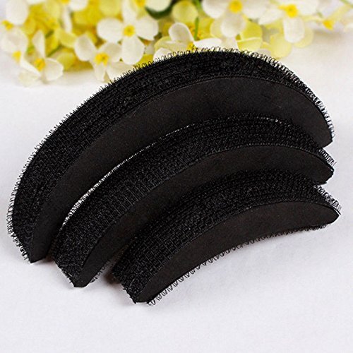 Donut Bun Maker with Princess Poof Bump Hair Accessory Set - Medium, Black (3 Pieces) for Celebrity Look Hairstyles | Perfect for Parties, Weddings & Everyday Styling