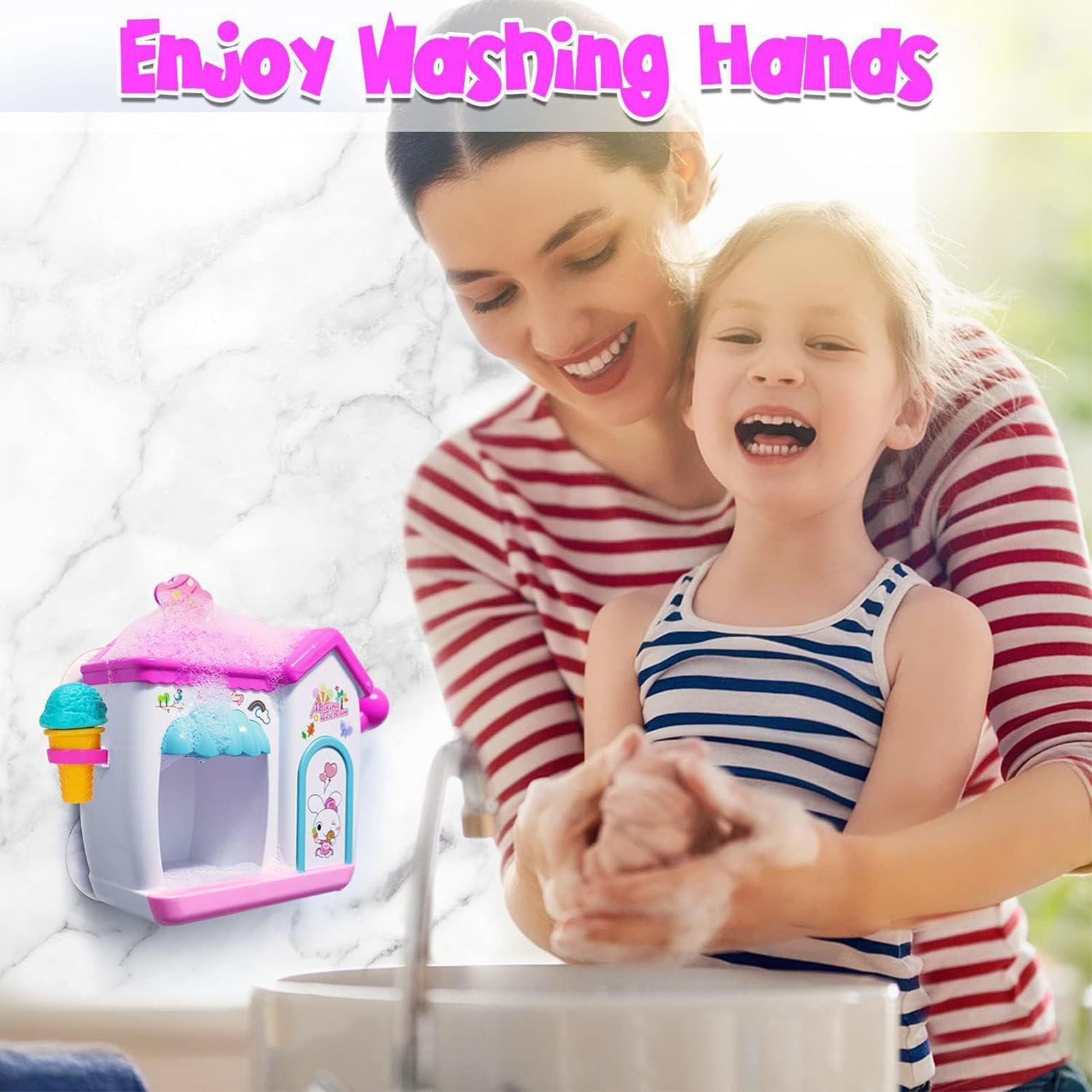 Kids Bubble Maker Toy - Safe Colorful Foam Maker Bath & Pretend Cake Play Set for Boys & Girls | Perfect for Birthday, Christmas Gifts & Bathtime Fun