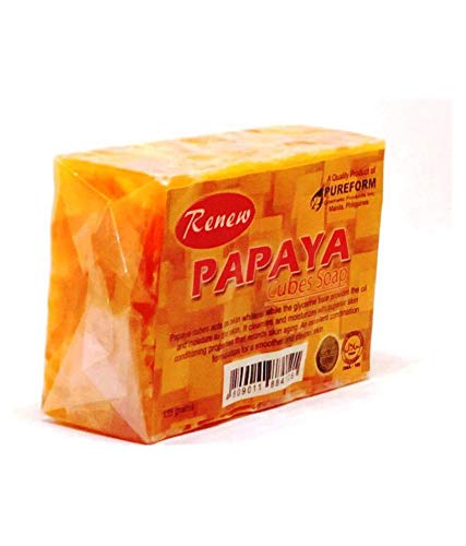 Natural Papaya Cubes Skin Whitening Herbal Soap - 4.76oz (135g) | Made in Philippines | Brightening & Exfoliating Face & Body Soap for Glowing Skin | Perfect for Daily Skincare Routine & Acne Treatment