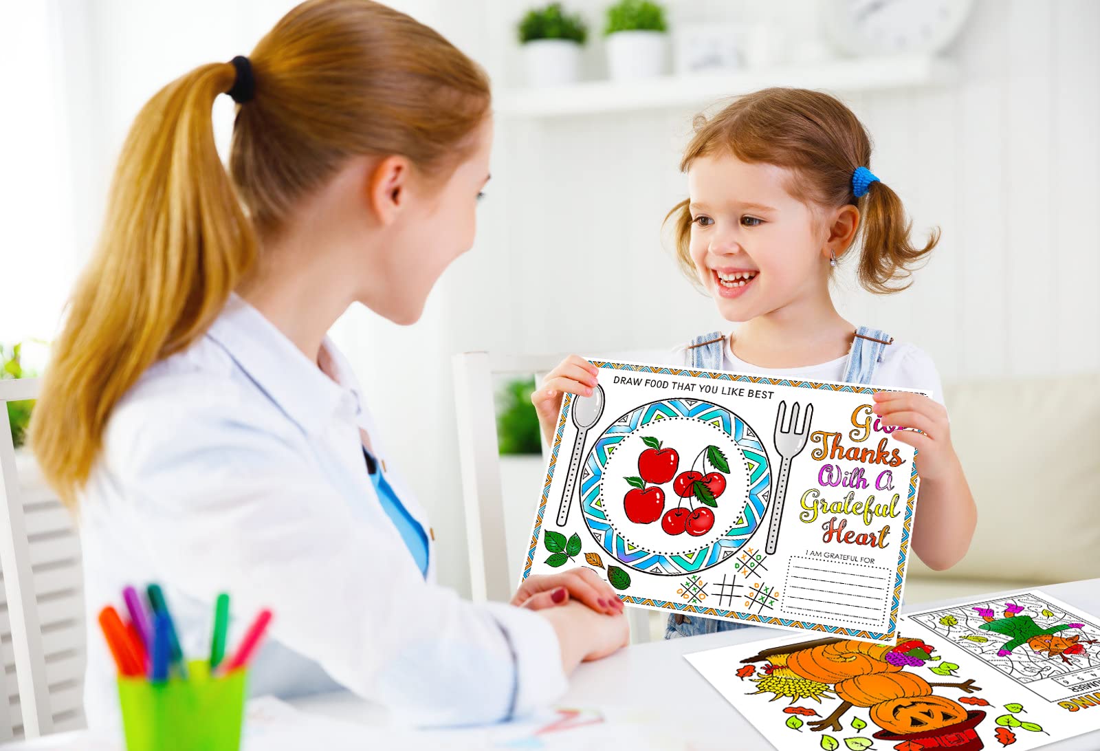 FLYAB Thanksgiving Coloring Placemats for Kids - 12 Pack 16.8
