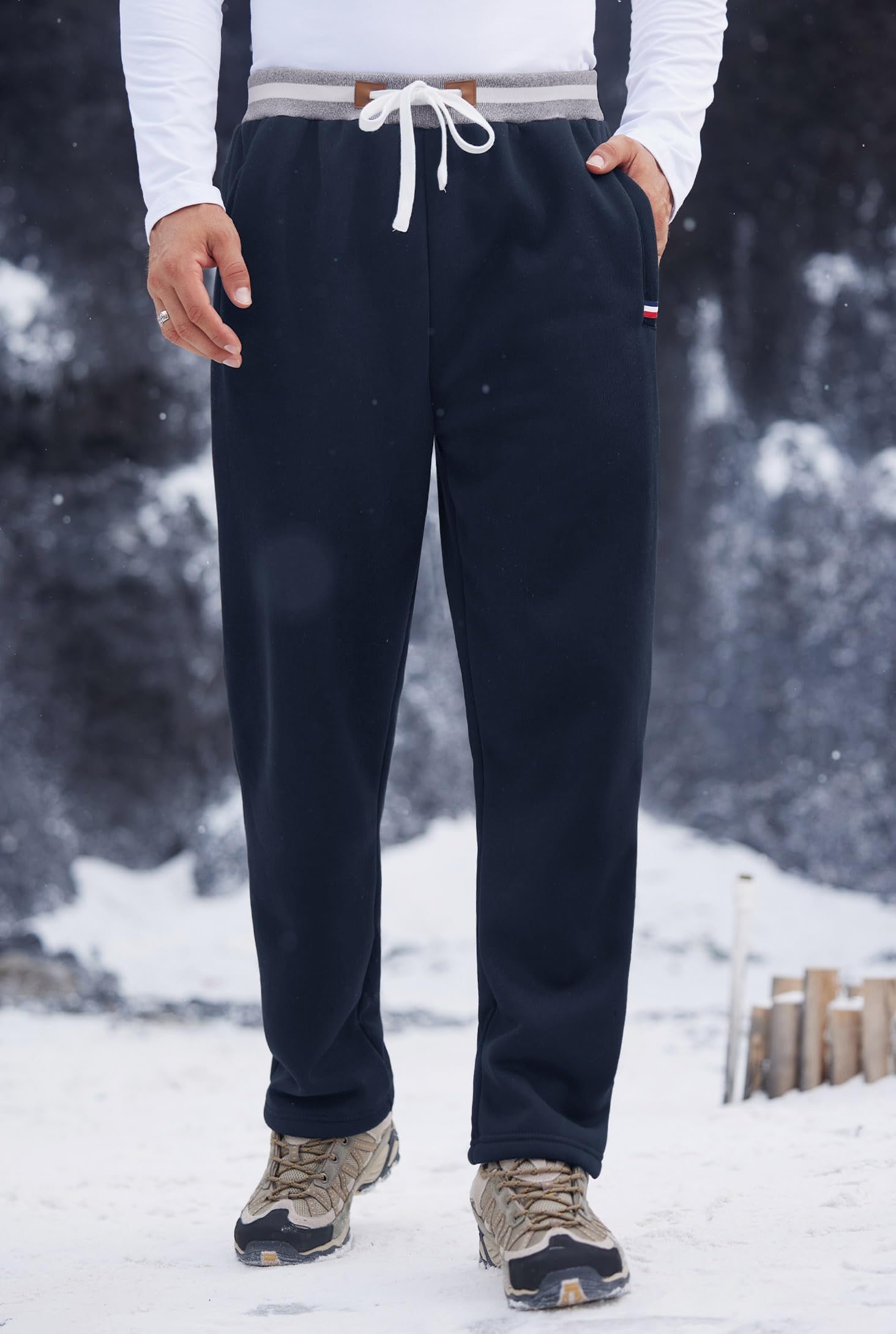 Men's Winter Fleece Joggers - Sherpa Lined Sweatpants for Running & Outdoor Activities, Elastic Waist & Open Bottom (S-XXL) - Perfect for Cold Weather Workouts, Lounging & Casual Wear