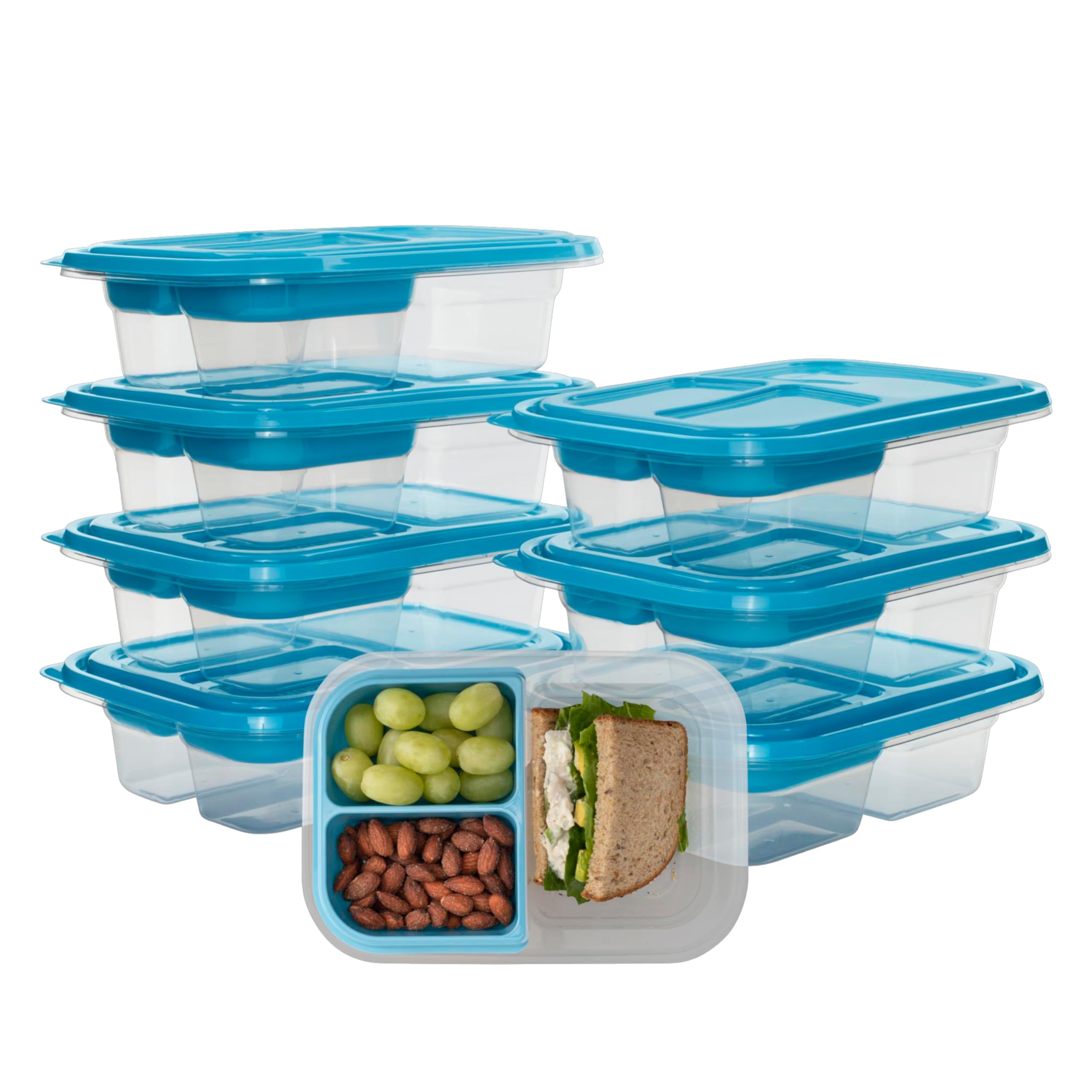 GoodCook EveryWare 7-Piece Bento Box Food Storage Container Set with Snap-Shut Lids | Reusable Meal Prep Containers for Lunch, Office, School & Picnics | BPA-Free Plastic | Microwave & Dishwasher Safe