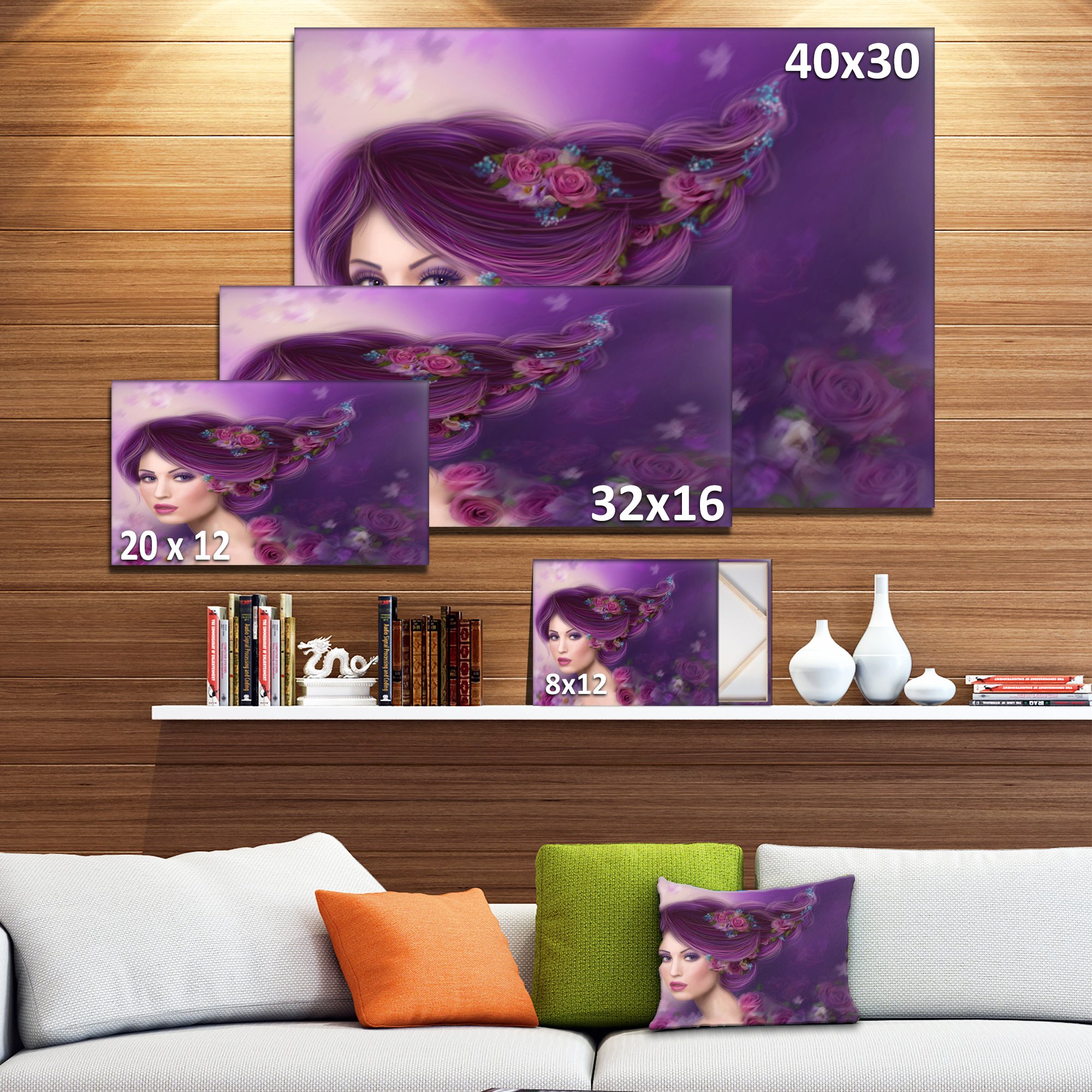 Abstract Purple Hair Woman Portrait Canvas Print - Modern Wall Art for Living Room, Bedroom & Office Decor