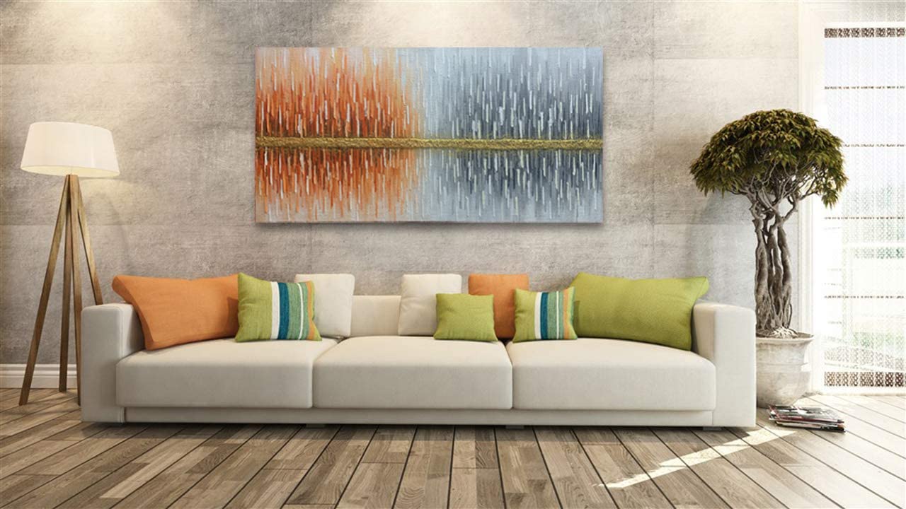 Yika Art Abstract Canvas Painting - Modern Thick Texture Oil Painting Imitation Wall Art, 24x48 Inch Ready to Hang for Living Room & Office Decor | Perfect for Modern Home, Office Spaces & Gift Giving