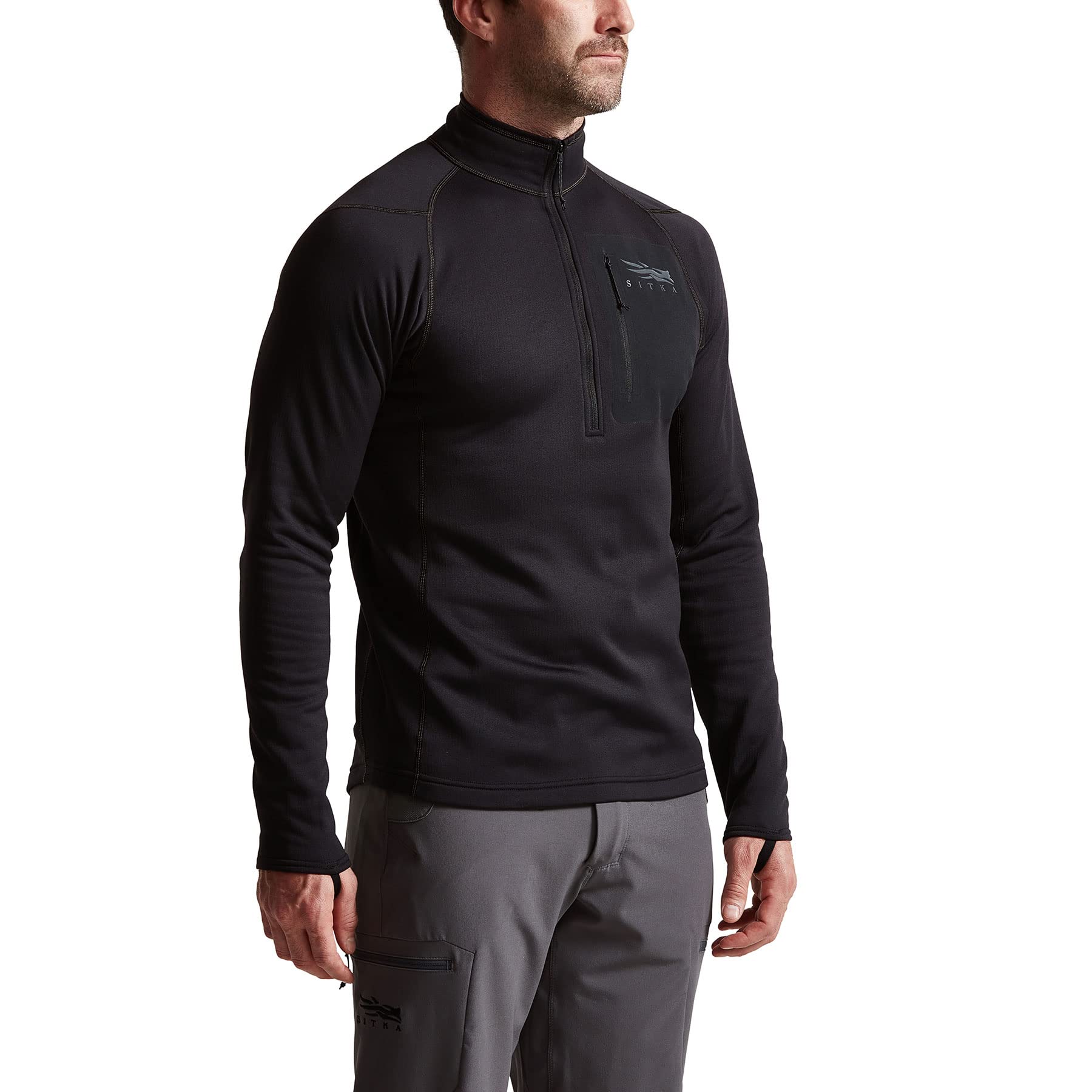 SITKA Gear Men's Core Midweight Zip-T Long Sleeve Hunting Shirt - Moisture Wicking & Odor Resistant for Outdoor Adventures, Hunting, and Hiking