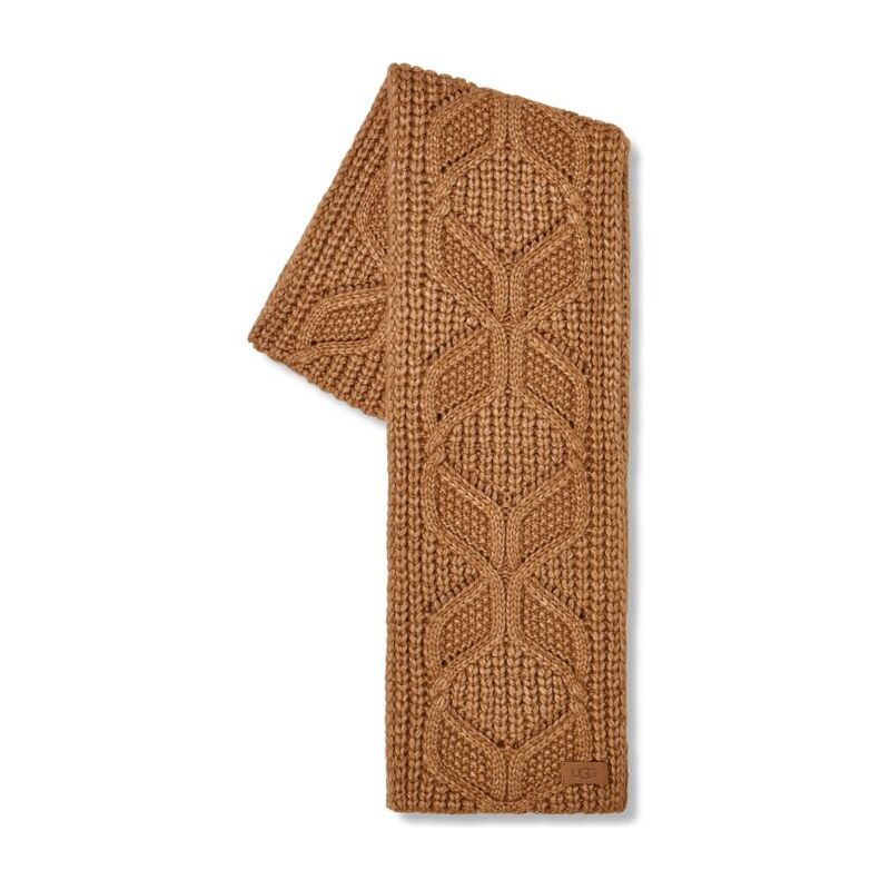 UGG Women's Cable Knit Scarf - Soft Wool Winter Scarf for Women - Perfect for Cold Weather, Outdoor Activities, and Fashion Accessories