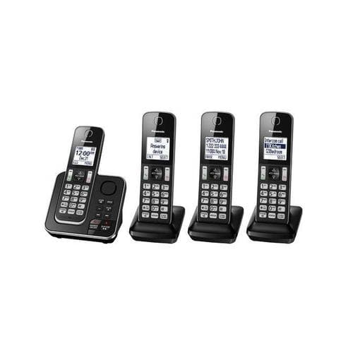 Refurbished PANASONIC KXTGD394 4-Handset DECT 6.0 Cordless Phone with Answering Machine & Caller ID - Home Essentials Warranty - Perfect for Home Office & Large Household Communication