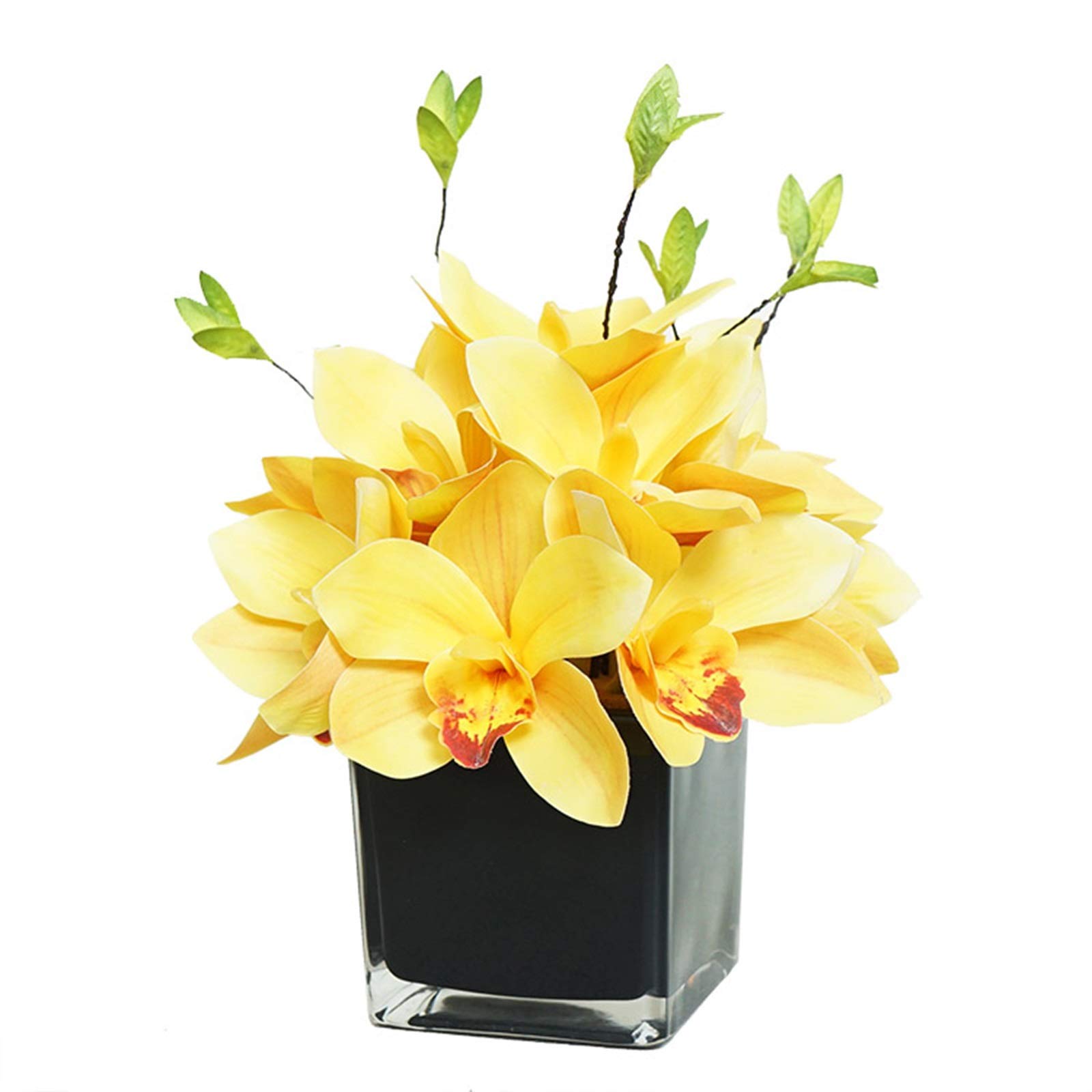 SYALEO Artificial Phalaenopsis Orchid Flowers in Vase - Realistic Silk Fake Orchid Floral Arrangement for Home, Office, Wedding & Outdoor Decor - Perfect for Centerpieces, Table Decorations & Festive Furnishings