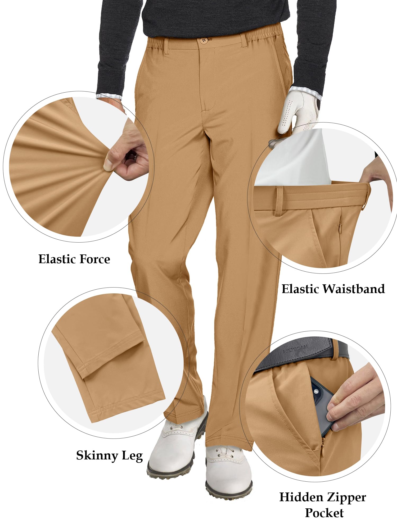 Comdecevis Men's Slim Fit Stretch Dress Pants - Business Casual & Golf Pants with Expandable Waist - Perfect for Office, Travel & Outdoor Activities