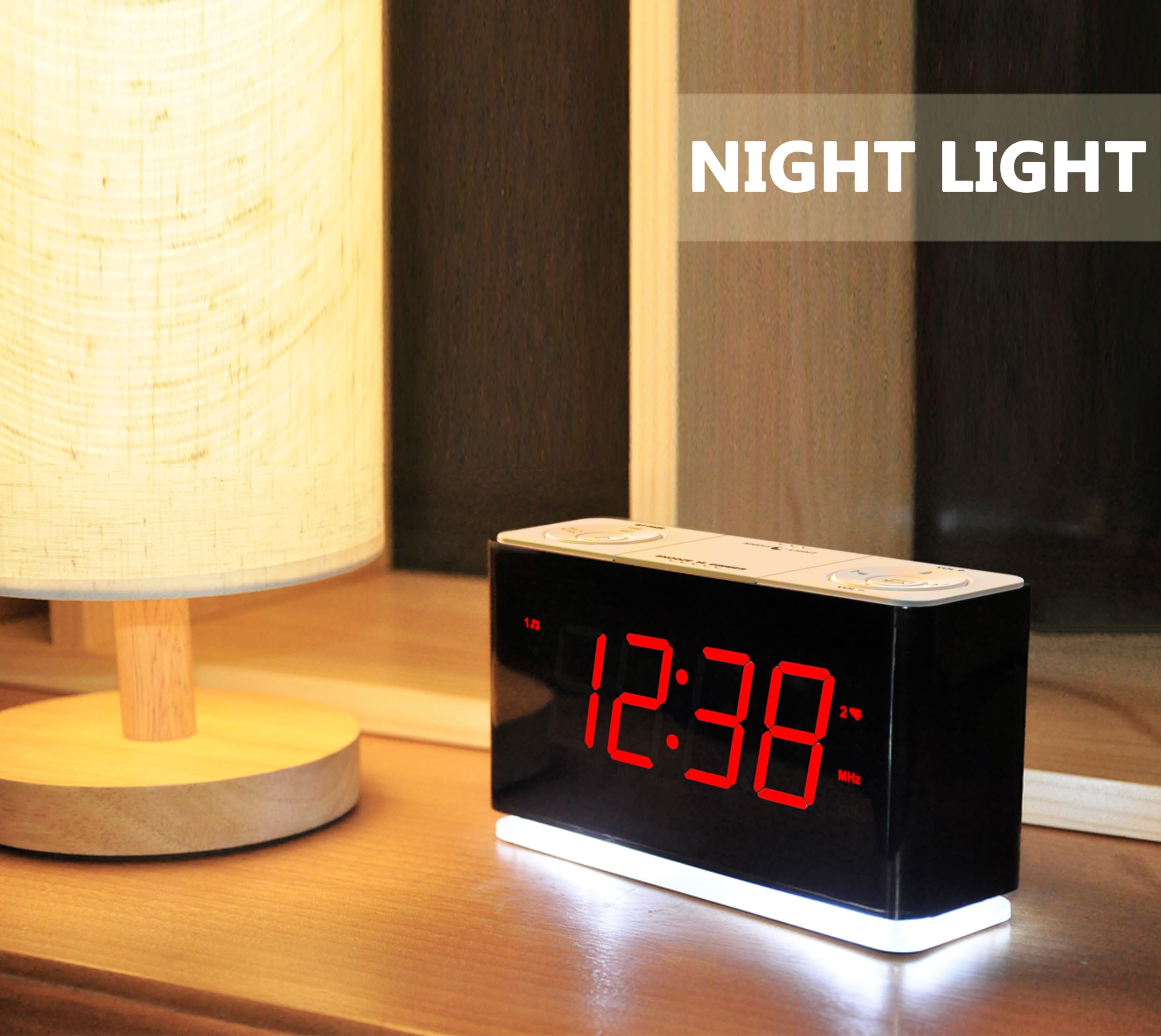 iTOMA Bluetooth Alarm Clock Radio with Dual Alarm, Dimmable LED Display, 16-Level Volume Control, FM Radio with Sleep Timer, Night Light & Snooze - Perfect for Bedroom, Office, Travel & Gift (Model CKS507U)