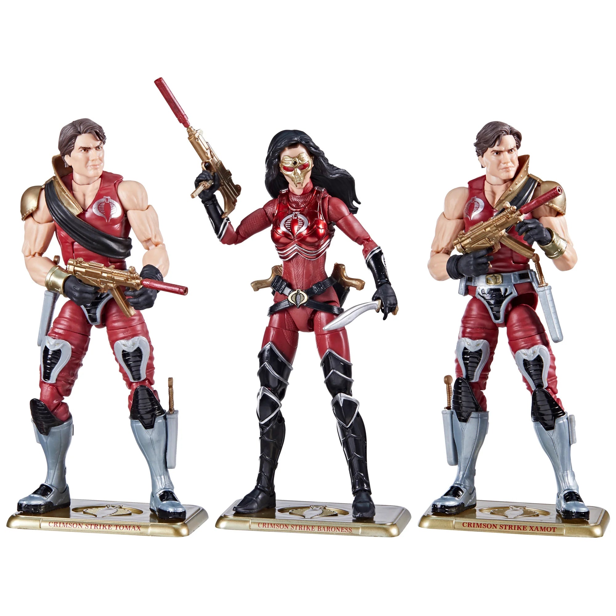 G.I. Joe Classified Series Crimson Strike Team Action Figures - Baroness, Tomax & Xamot Collectible Set for Display & Play | Perfect for Fans & Collectors