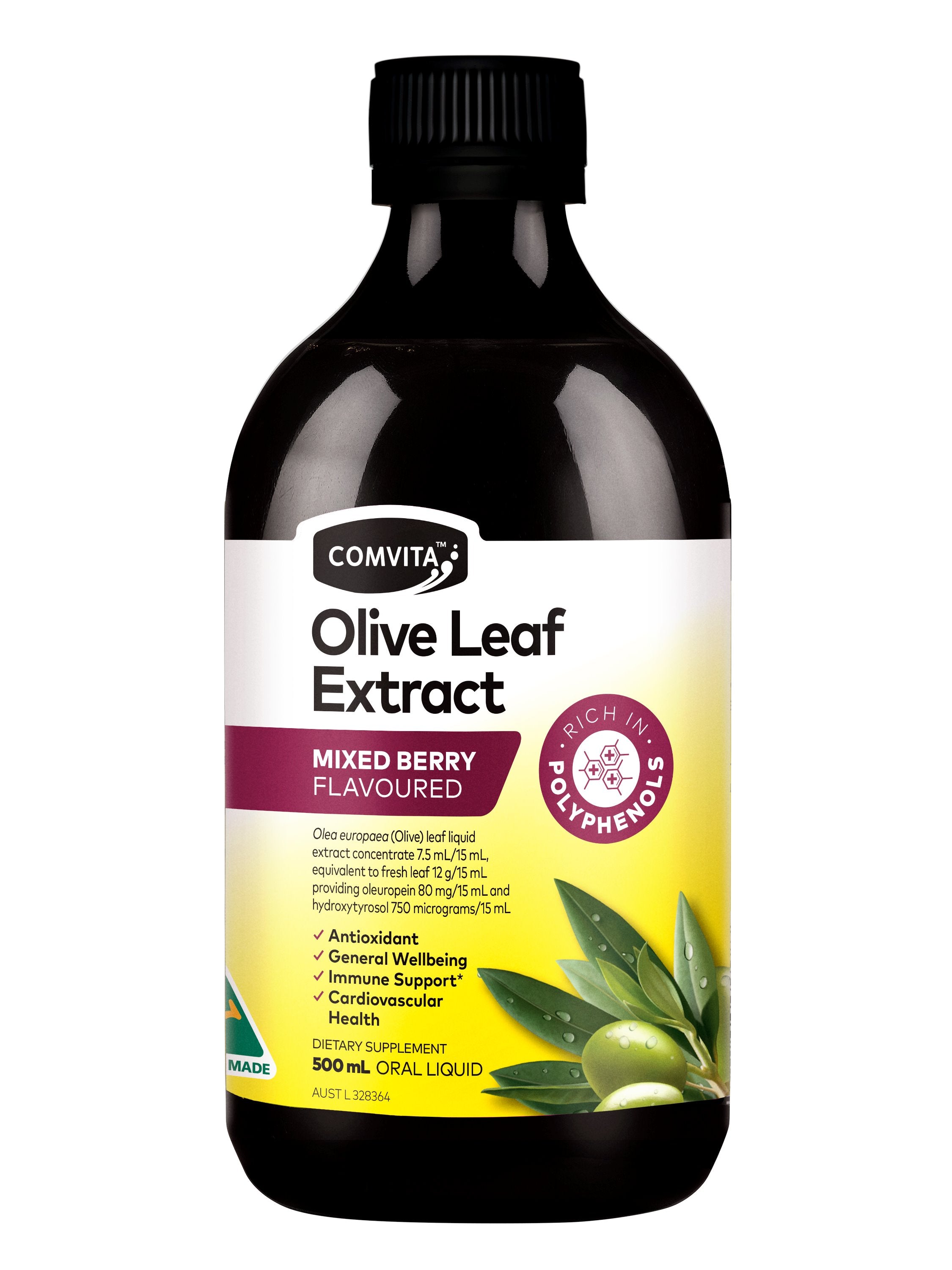 Comvita Olive Leaf Extract Oral Liquid - Mixed Berry Flavor | Natural Immune Support Supplement | Perfect for Daily Wellness & Travel