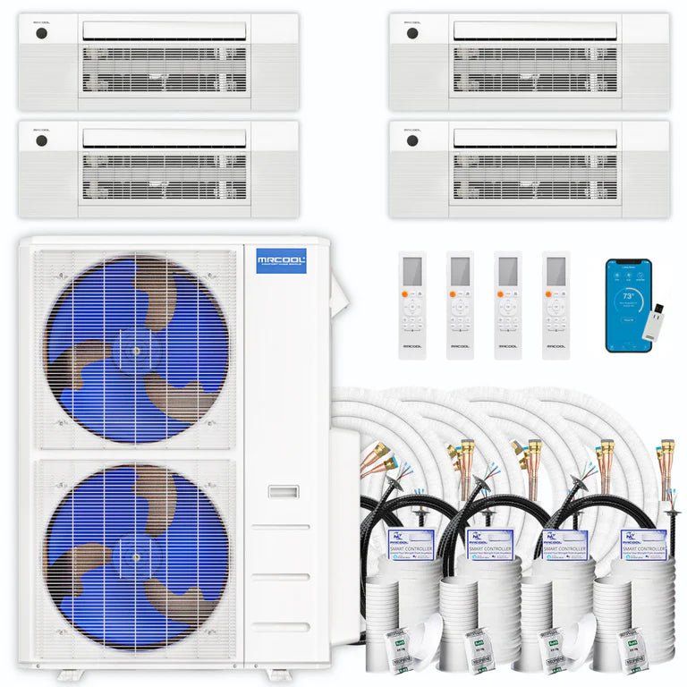 MRCOOL DIY 4th Gen 48,000 BTU 21 SEER 4-Zone Ductless Mini Split Air Conditioner and Heat Pump System with Ceiling Cassettes (9K+9K+12K+18K) - Perfect for Home, Office, and Commercial Spaces