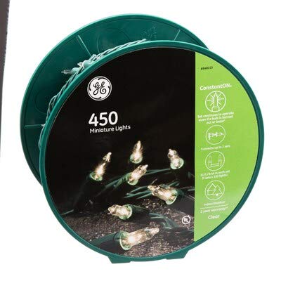GE 64476LO ConstantON 450-Count 93.1-ft Clear White Incandescent Christmas String Lights - Indoor/Outdoor Holiday Decor for Tree, Window, Roof & Party Lighting