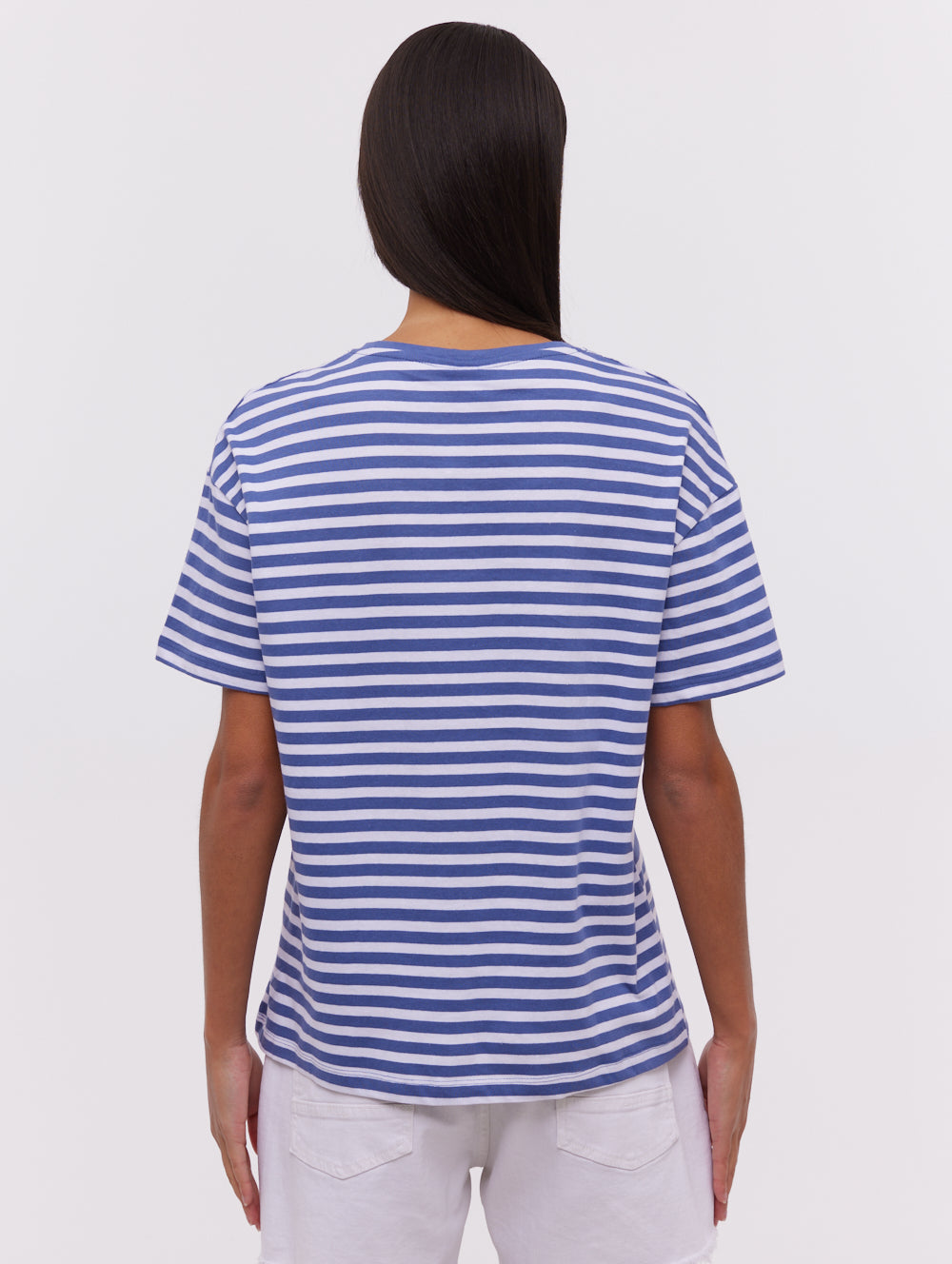 Aife Oversized Striped T-Shirt for Women - Soft Cotton Casual Tee for Everyday Wear, Street Style & Layering