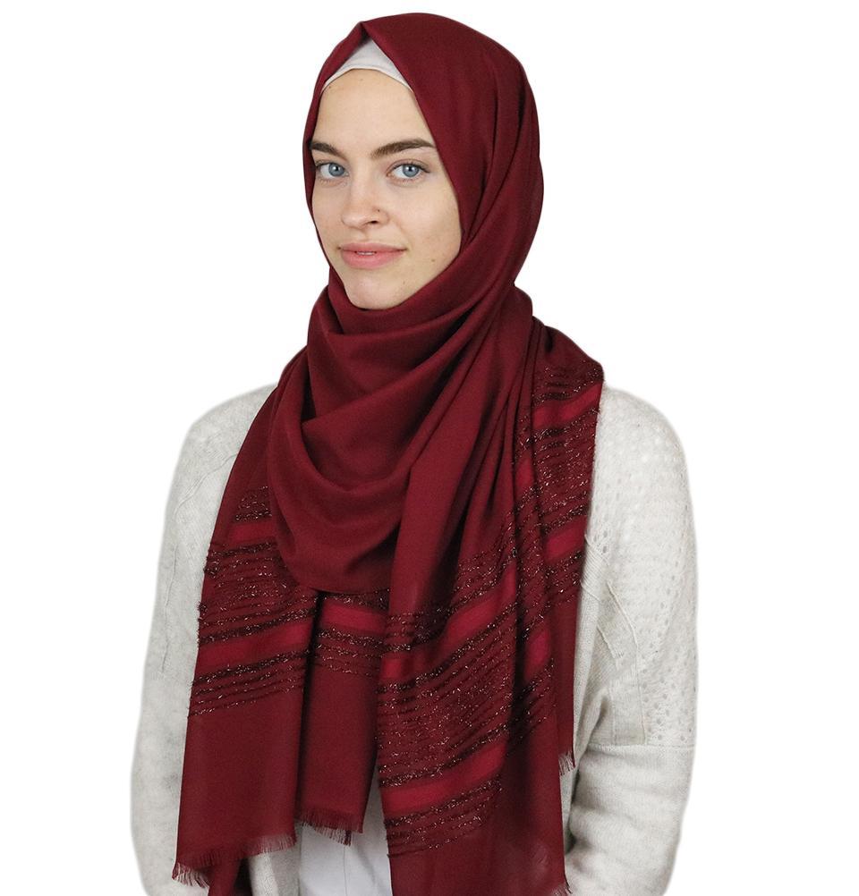 Aker Shimmer Chiffon Hijab Shawl - Lightweight Muslim Scarf for Women, Elegant Red Prayer Veil, Perfect for Daily Wear, Prayer, and Special Occasions