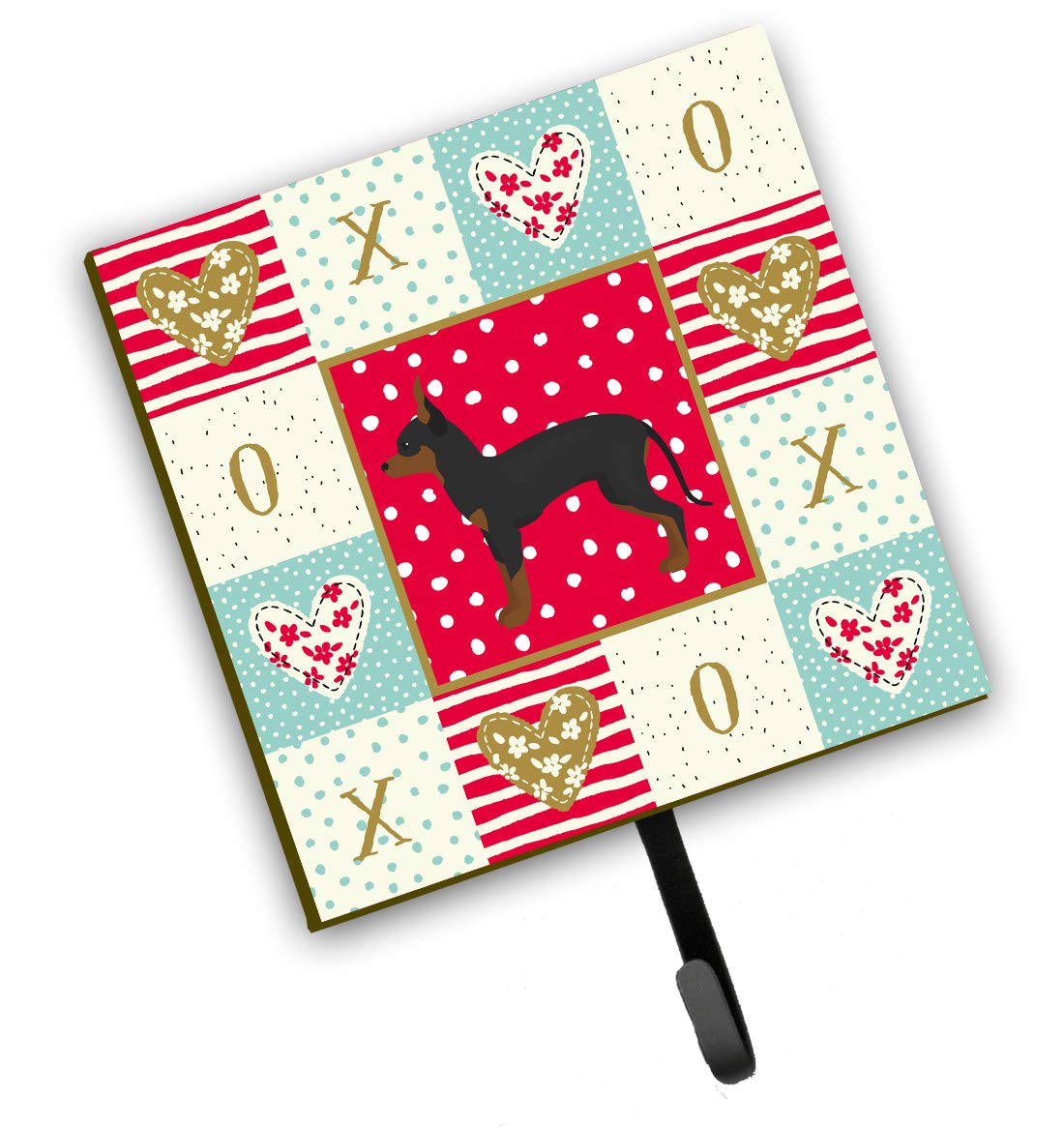 Caroline's Treasures CK5832SH4 English Toy Terrier #1 Love Key Holder & Wall Hook - Red - Organize Keys, Leashes, Towels, Aprons - Perfect for Entryway, Kitchen, Mudroom, Pet Area