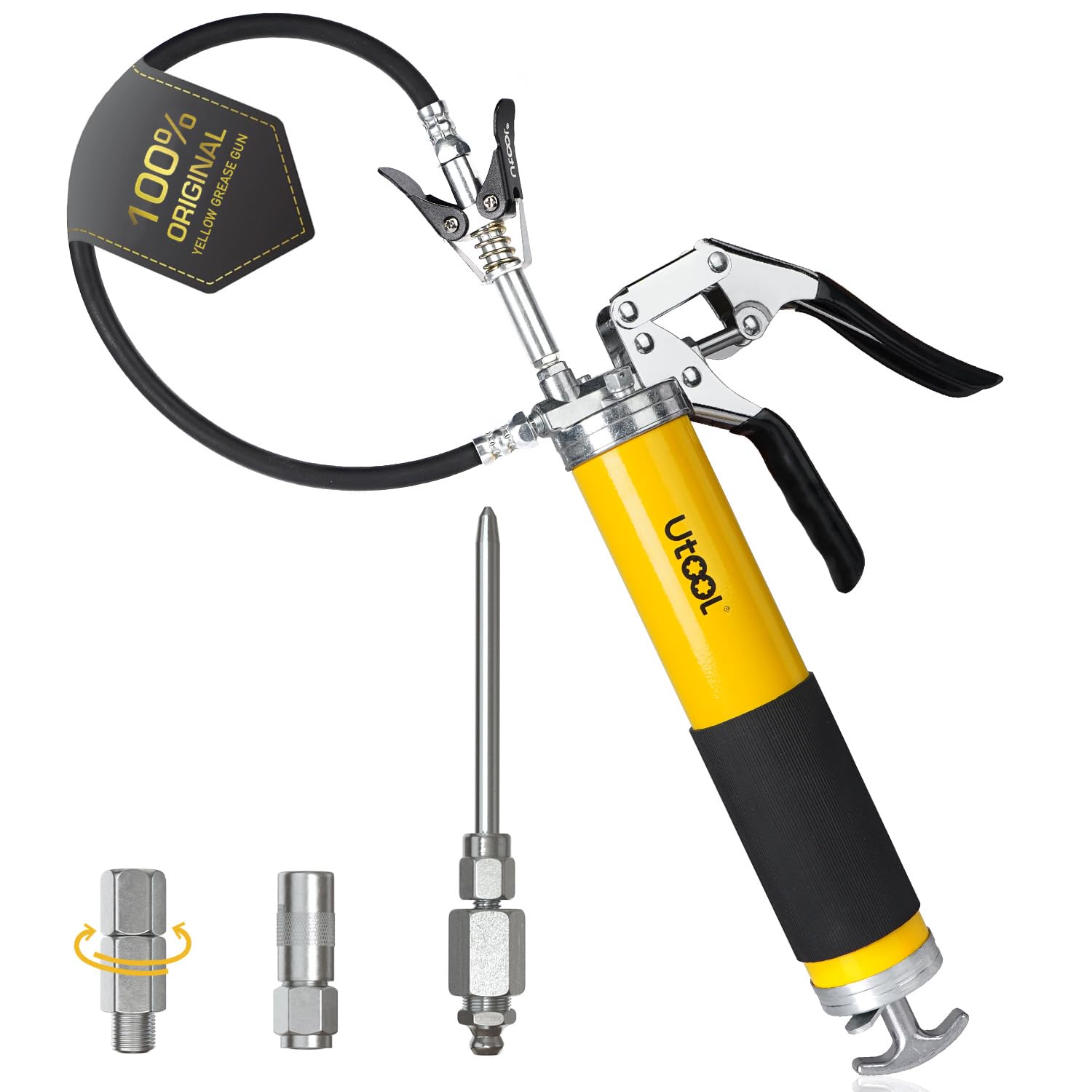 UTOOL 8000 PSI Heavy Duty Pistol Grip Grease Gun Kit - 14 oz Capacity with 20