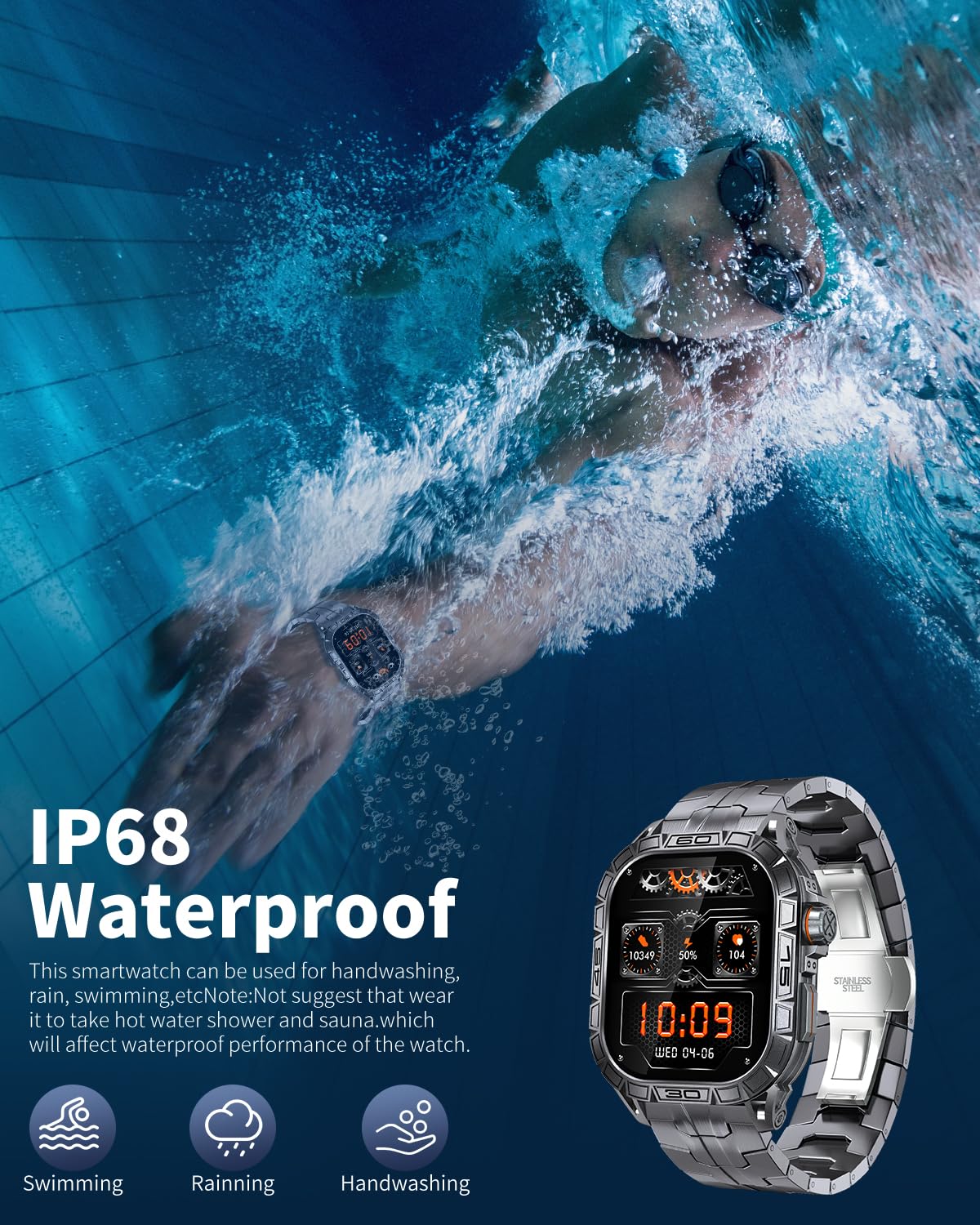 Military Smart Watch for Men - 1.96