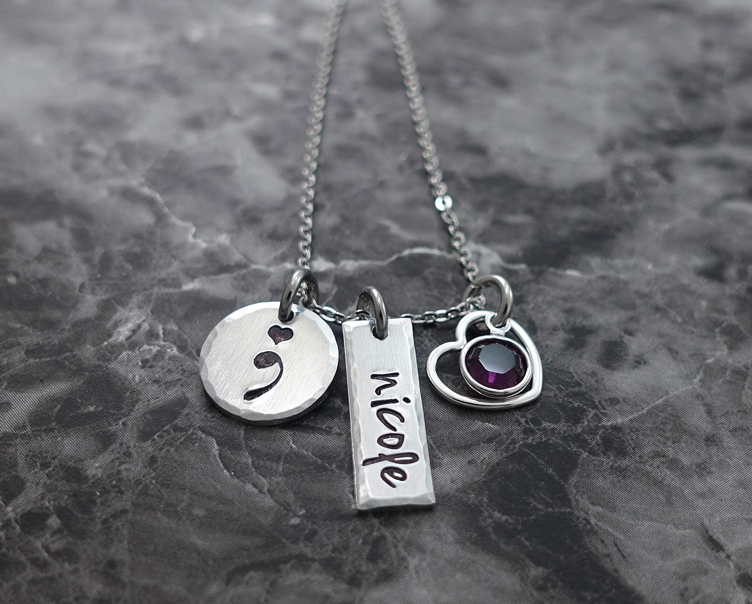 Suicide Awareness Charm Necklace - Personalized Hand Stamped Jewelry for Support & Hope