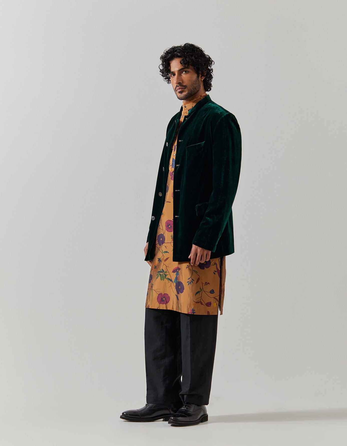 Luxury Green Velvet Bandhgala Jacket for Men | Elegant Indian Wedding Sherwani | Perfect for Weddings, Festivals & Formal Events