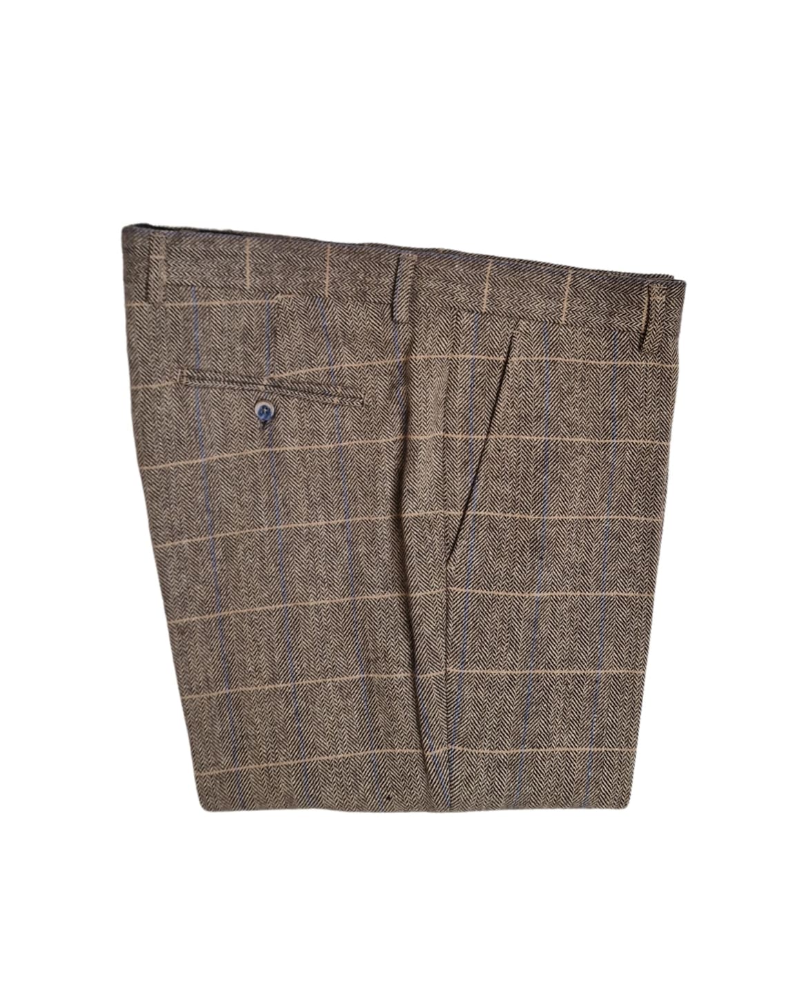 Cavani Albert Men's Brown Tweed Check Trousers | Classic Slim Fit Dress Pants for Business & Formal Occasions