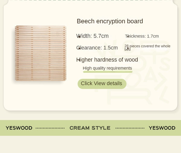 Premium Oak Solid Wood Lamb Fleece Soft Suspension Cream Bed - Cozy & Supportive Sleeping Solution for Modern Bedrooms, Guest Rooms & Nursery Decor
