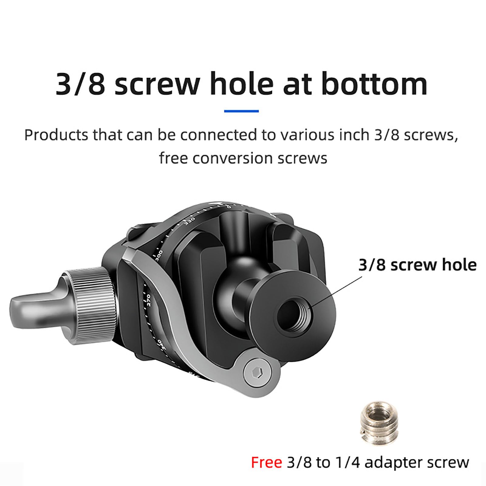 KA18 Mini Panoramic Reverse Ball Head - Aluminum Alloy Gimbal Mount for DSLR & Action Cameras | Portable Camera Stabilizer for Vlogging, Travel & Sports Filming