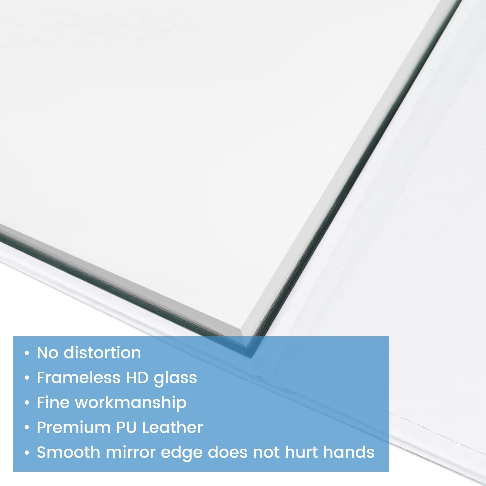 OWLKELA 21x15cm Portable Folding Mirror - Super HD Compact Makeup Mirror with White PU Leather Cover | Travel, Vanity & Tabletop Mirror for Home, Office & On-The-Go Use