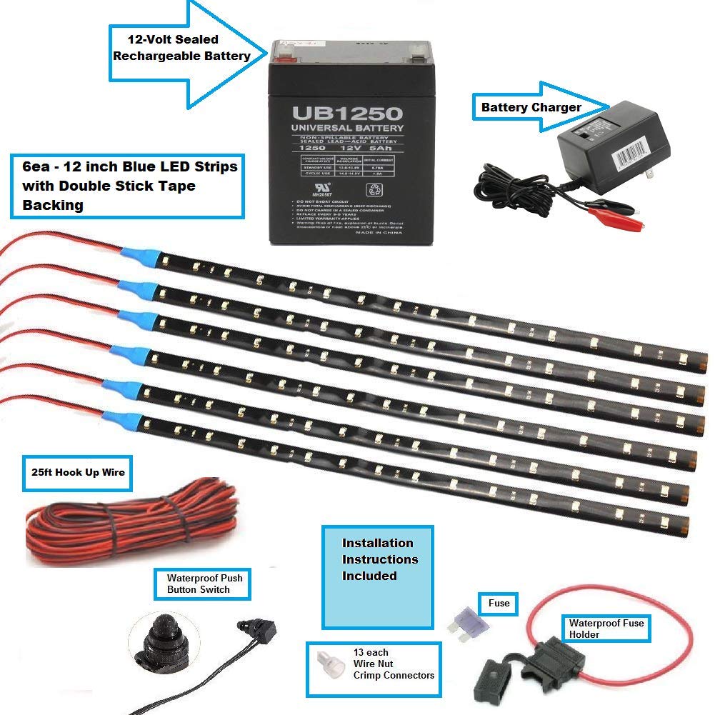 Green Blob Outdoors DIY Kayak LED Lighting Kit with Battery & Charger - Waterproof Night Paddling Lights for Kayaks, Canoes & Boats - Perfect for Night Fishing, Camping & Water Adventures