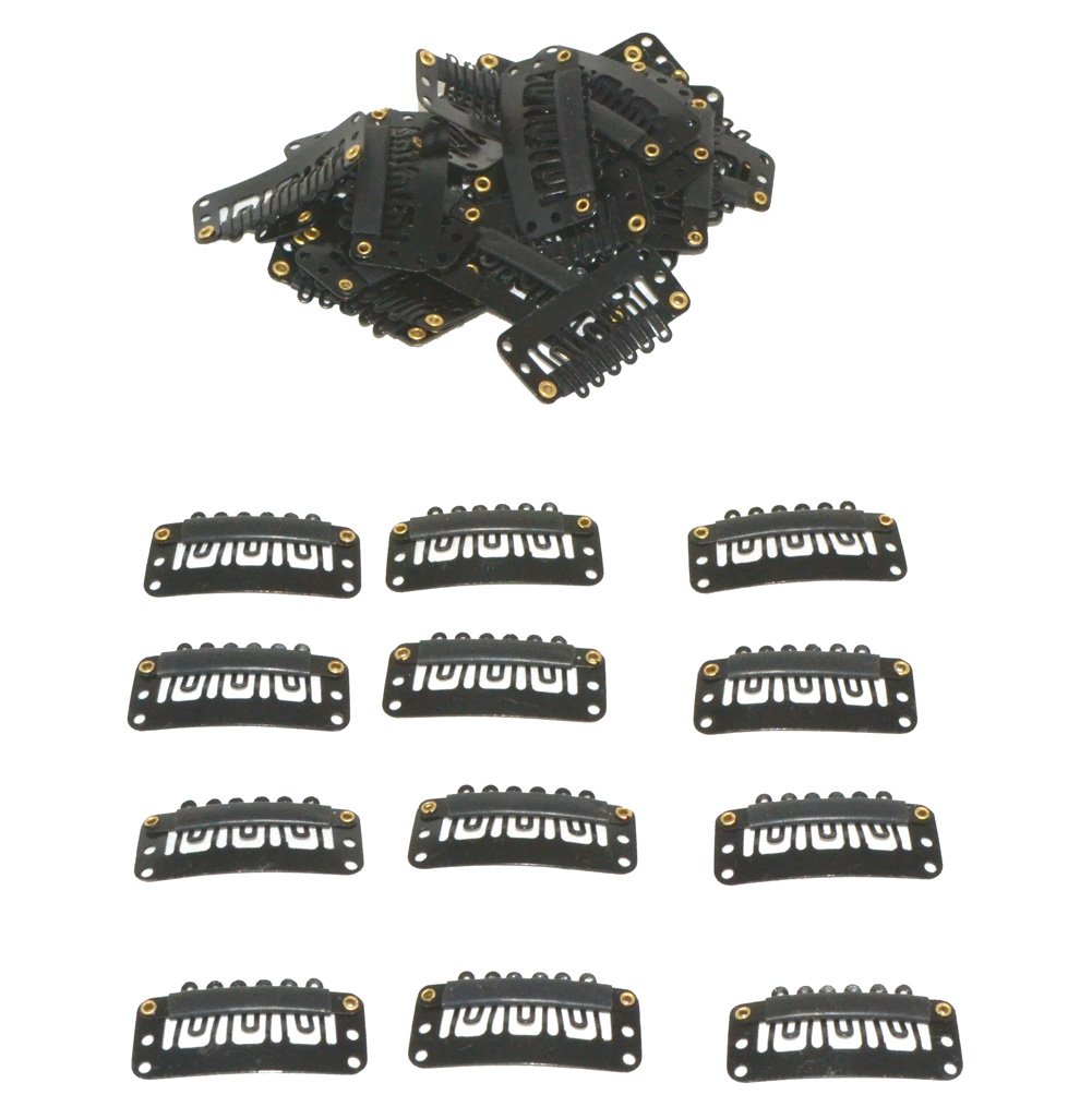 Geoot Snap Clips 50pcs U-Shape Hair Clips for Extensions & DIY - Black | Secure Styling